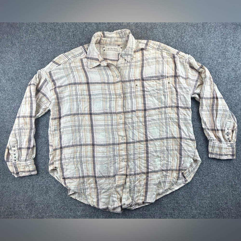 We The Free Ivory Plaid Womens Shirt Size Small